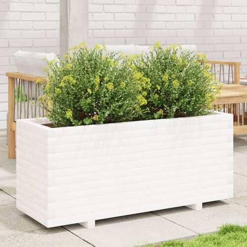 VidaXL Vrtna sadilica bijela 110x40x49,5 cm od masivne borovine Slike