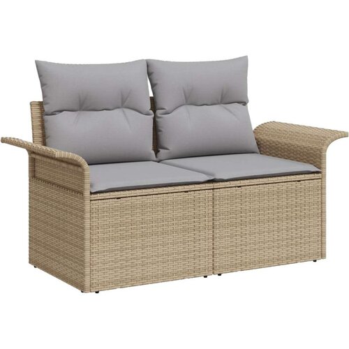  Set vrtnih sofa od 6 dijelova s jastučićima bež poli ratan dvosed vrtna sofa s prostorom za pohranu i jastučićima bež poli rata Cene