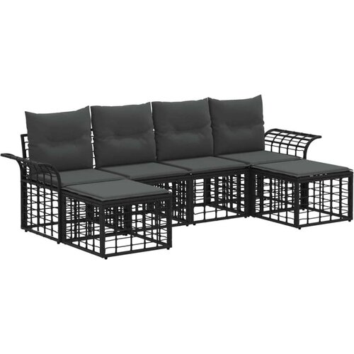  Set vanjskih sofa s jastukom 6 pcs Crna i tamno siva Poliester Cene