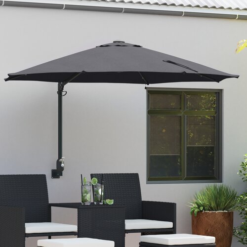 VidaXL Zidni vrtni suncobran s LED-ovima Antracit 248 cm Slike