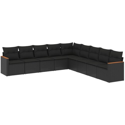 Maison Chic Seti vrtnega pohištva - Vrtna garnitura - Vrtni pohištvo set 9-delna z blazinami črn poli ratan, (21806362) Cene