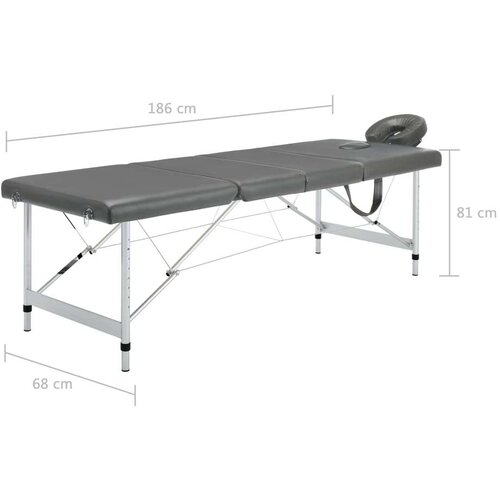 VidaXL Masažna miza s 4 conami aluminijast okvir antracit 186x68 cm Slike