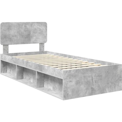  Okvir za krevet s uzglavljem Betonska siva 90 x 190 cm Slike