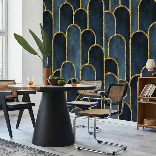  Foto tapeta - Gold and Navy Blue Pattern 100x70 Vodootporna Slike
