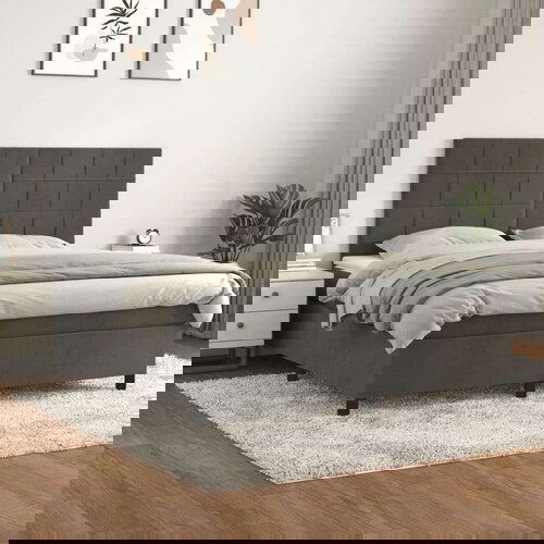  Box spring postelja z vzmetnico temno siva 160x200 cm žamet, (20902252) Cene