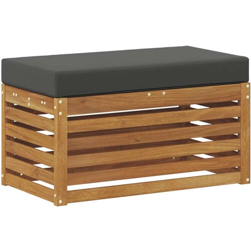  Vanjska stolica klupa s jastukom Prirodna 80 x 43 x 37 cm - Prirodno i antracit 80 cm Zatvoren prostor za noge Slike
