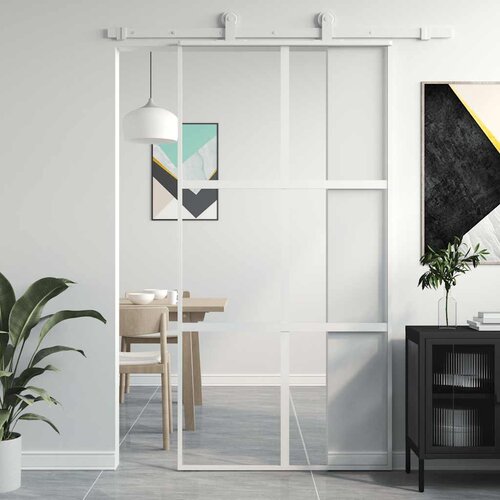  Klizna vrata bijela 102,5x205 cm od kaljenog stakla i aluminija Slike