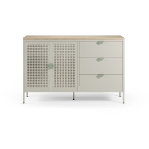 Marckeric Kremno bela/v naravni barvi kovinska komoda 140x90x40 cm Sayla &amp;ndash; Slike