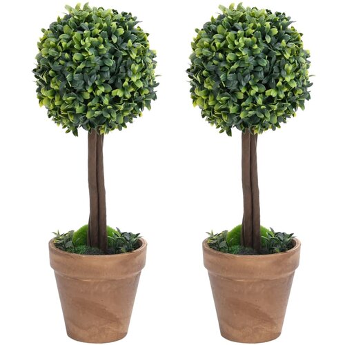 vidaXL Umetna rastlina pušpan 2 kosa z lonci okrogle oblike 56 cm Cene