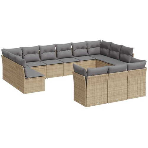 vidaXL 13-dijelni set vrtnih sofa s jastucima poliratan Bež Cijene
