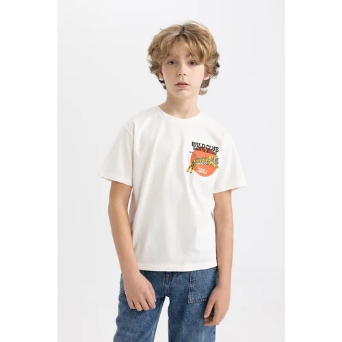 Defacto Boy's Crew Neck Embroidered Short Sleeve T-Shirt