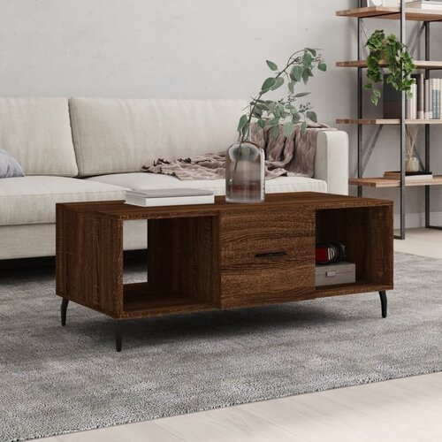 VidaXL Klubska mizica rjavi hrast 102x50x40 cm inženirski les Slike