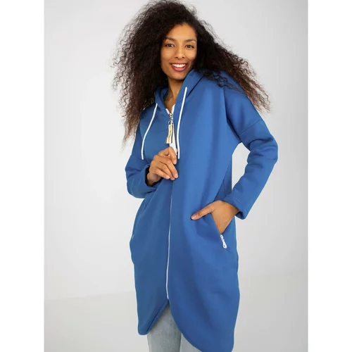 Fashion Hunters Dark blue basic long zipped hoodie from Stunning