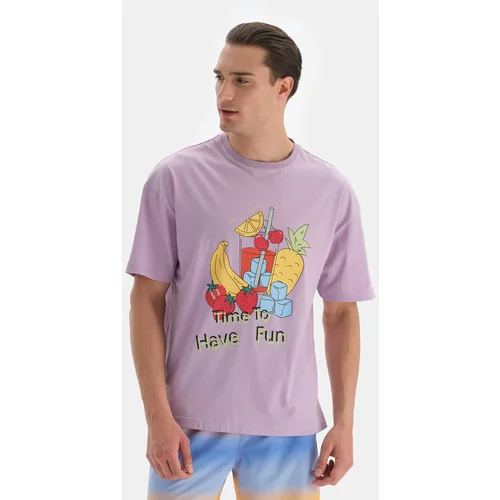 Dagi Lilac O-Neck Printed T-Shirt