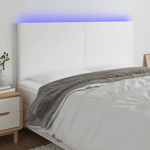 vidaXL LED posteljno vzglavje belo 200x5x118/128 cm umetno usnje