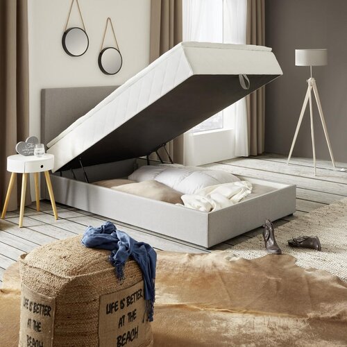 M&amp;ouml;max Postelja Boxspring Boxy, Siva, 90x200 Slike