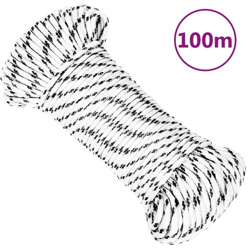 VidaXL Pleteni brodski konop bijeli 5 mm x 100 m poliesterski Slike