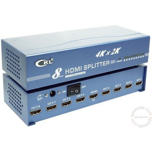 Netiks HDMI splitter CKL HD-9842 1-IN/8-OUT, Fully 4K resolution, Fully HDMI 1.4 adapter Slike