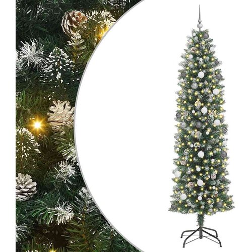  Umjetno vitko božićno drvce Zelena i bijela 240 cm Slike