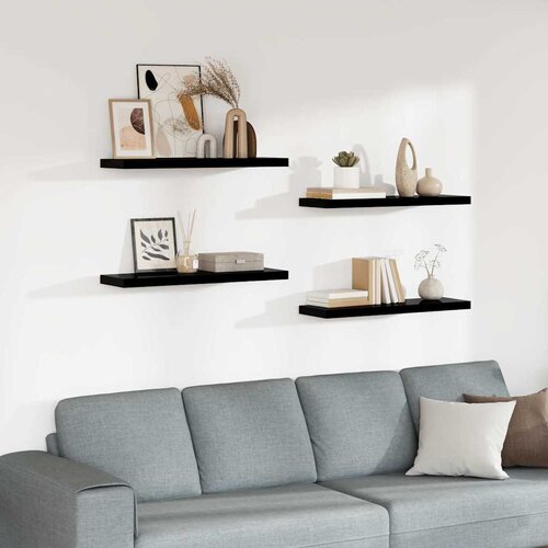  Plutajuće zidne police 4 kom sjajne crne 80 x 23,5 x 3,8 cm MDF Cijene