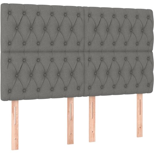 Maison Chic Posteljno vzglavje - Vzglavna omarica 4 kosa temno siv 72x7x78/88 cm blago, (22077487) Cene