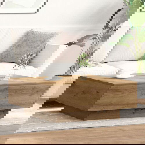 VidaXL Miza za kavico Artizanski hrast Trdi les 80 x 80 x 31 cm Slike