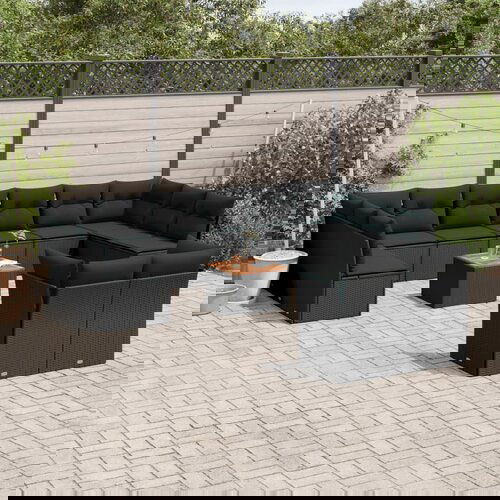 VidaXL 13-dijelni set vrtnih sofa s jastucima poliratan crni Slike