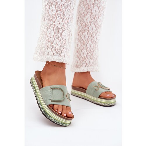 Boto Women&amp;#039;s Platform Slippers With Decoration Green Daphira Slike