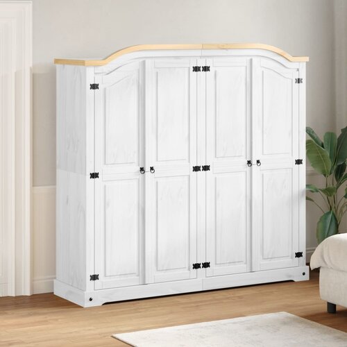  The Living Store Garderobna omara Corona bela 194x52x186 cm trdna borovina - Garderobna Omara, (21496331) Cene