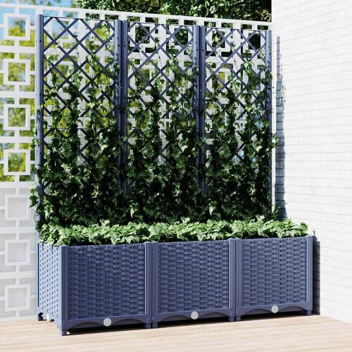  Vrtna sadilica s re&amp;scaron;etkom plava siva 120 x 40 x 136 cm PP Slike