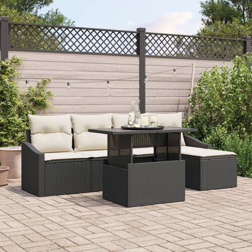vidaXL 6-delni vrtni sofa set z blazinami črn poli ratan Cene