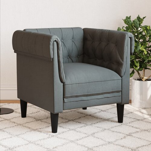 vidaXL Fotelj chesterfield temno siva tkanina Cene