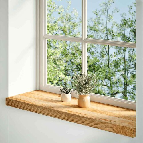 VidaXL Prozorske klupice 2 kom svijetlosmeđe 90x25x2 cm masivne hrast Slike
