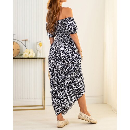 Resti Patterned navy blue women&amp;#039;s midi dress - Clothing Slike