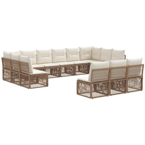 vidaXL Vrtna sedežna garnitura 13 pcs Bež poli ratan, (5000269753) Cene