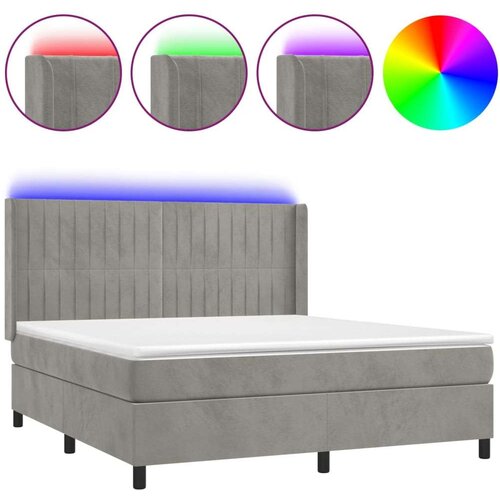 Box spring s madracem LED svjetlosivi 160x200 cm bar&amp;scaron;un Slike