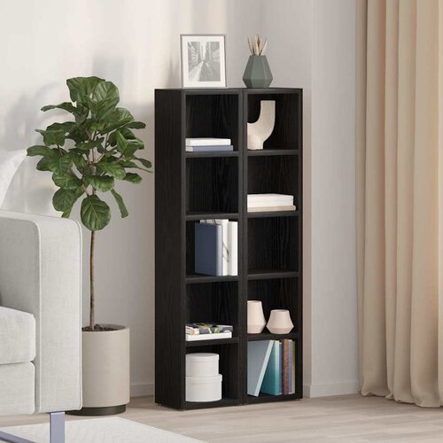 vidaXL Omarica za CD-je 2 kosa črna hrast 21x16x93,5 cm inžen. les Cene