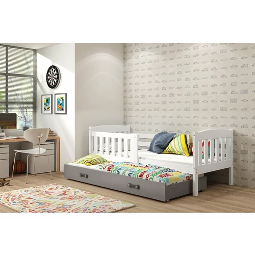 BMS Group Otroška postelja Kubus z dodatnim ležiščem - 80x190 cm - bela/grafit