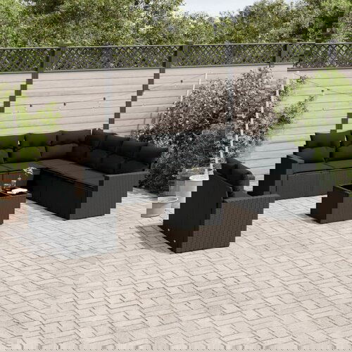 vidaXL 10-dijelni set vrtnih sofa s jastucima crni od poliratana Cijene