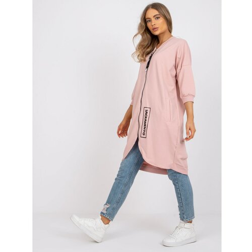 Fashion Hunters Dusty pink cotton long zip up sweatshirt Slike