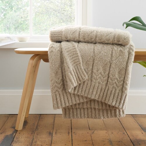 Bianca Bež pletena odeja 150x200 cm Cable Knit – Cene