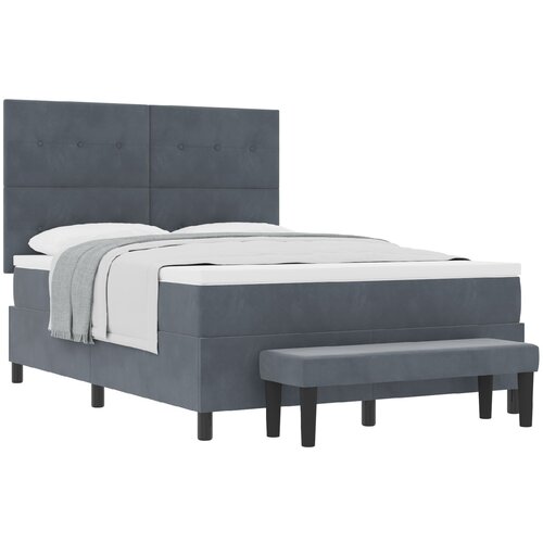 vidaXL Postelja s-box spring z vzmetnico in klopjo Temno siva 140x200 cm Žamet Cene