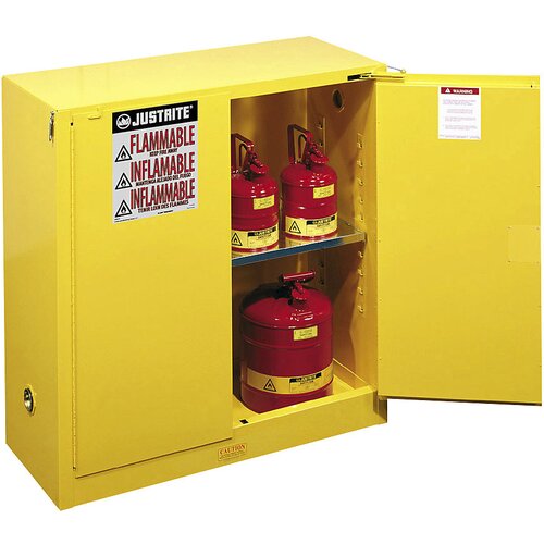 Justrite FM varnostna omara, VxŠxG 1118 x 1092 x 457 mm, samozapiralna vrata, za vodi škodljive snovi, rumena Cene