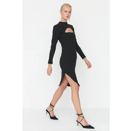 Trendyol Black Cut Out Detailed Bodycone Knitted Dress