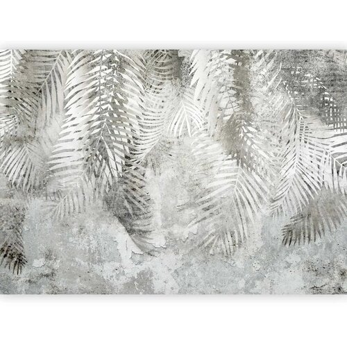  Foto tapeta - Light and shadow - grey and white composition with floral motif and pattern 343x256 Slike