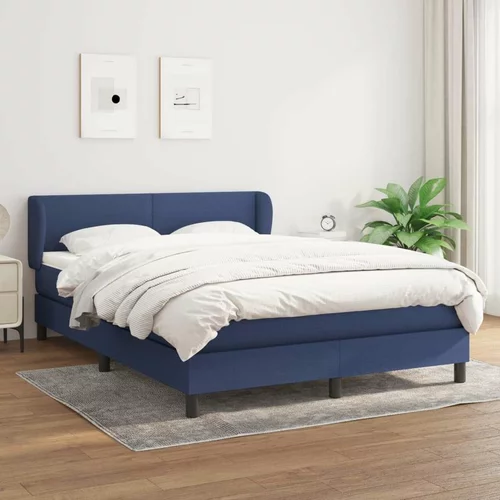  Box spring postelja z vzmetnico modra 140x200 cm blago, (20895839)