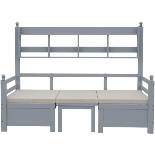Lumor Kavč postelja 200x90 cm - 2 v 1 postelja in pisalna miza - Z knjižnico - Z udobnimi blazinami - Siva, (22156133) Cene