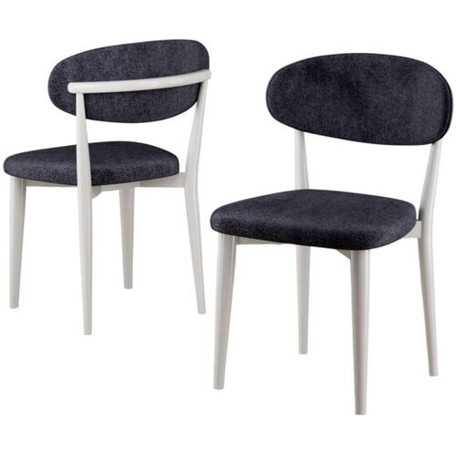 Hanah home set trpezarijskih stolica Onex 6 kom, antracit bukle tkanina, bele drvene noge Slike