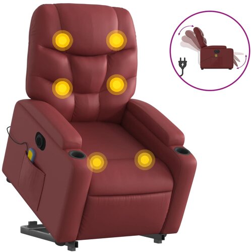 Maison Chic Električni masažni stol - Relax naslanjač s funkcijo vstajanja rdeče umetno usnje, (22062134) Cene