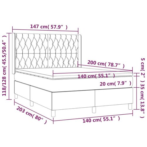  Krevet s oprugama i madracem plavi 140x200 cm od tkanine Slike
